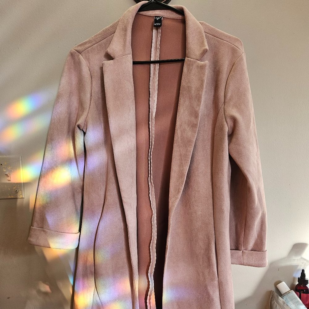 Pink velvet long coat